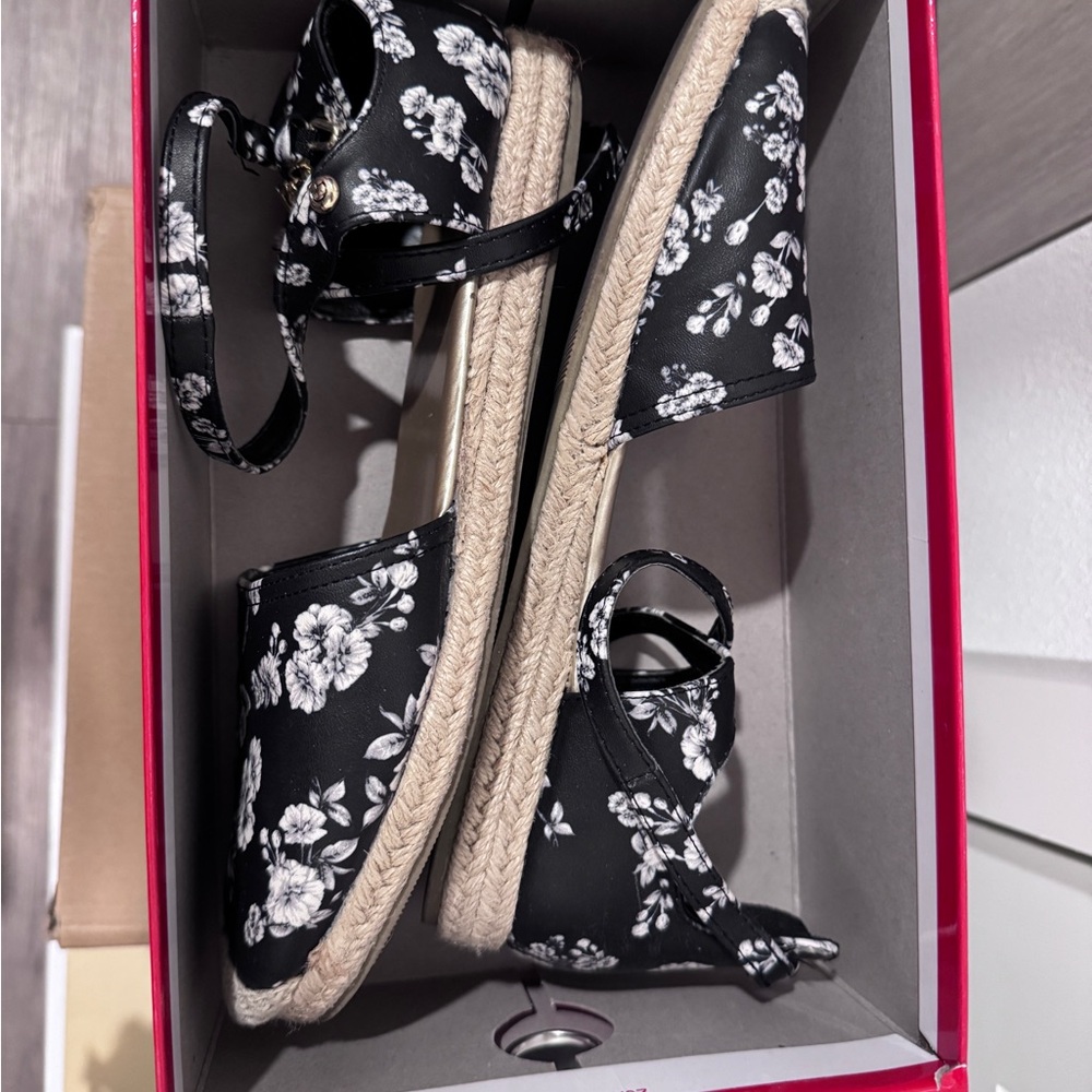 Floral Black Espadrille Sandals